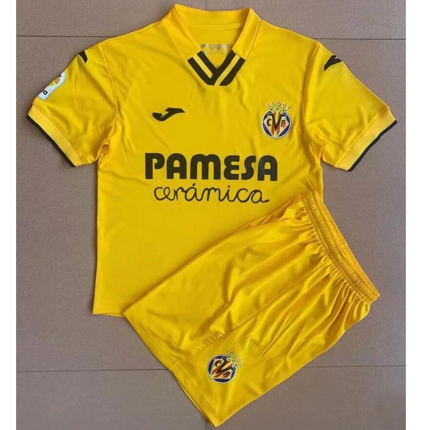 Kids Real Villarreal 2021/22 Home Soccer Kits Shirt With Shorts